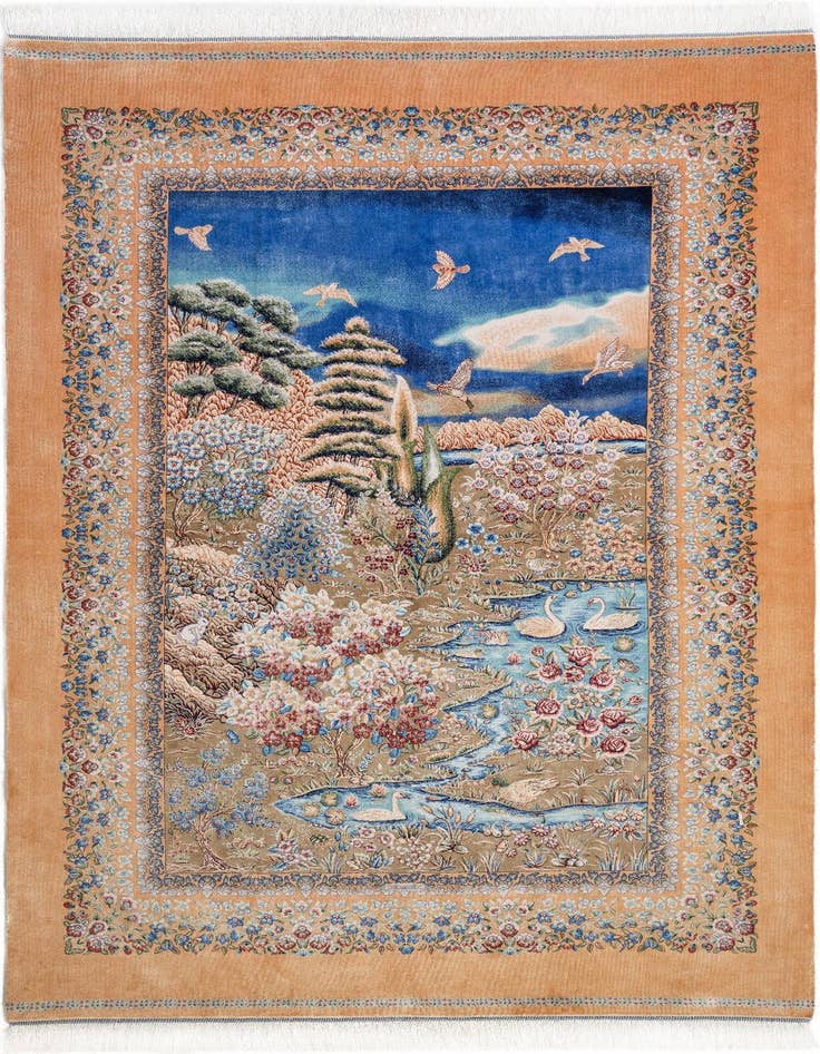 Detail image of 4' 11 x 7' 5 Ghom Design Rug