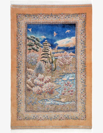 4' 11 x 7' 5 Ghom Design Rug