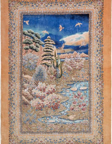 4' 11 x 7' 5 Ghom Design Rug
