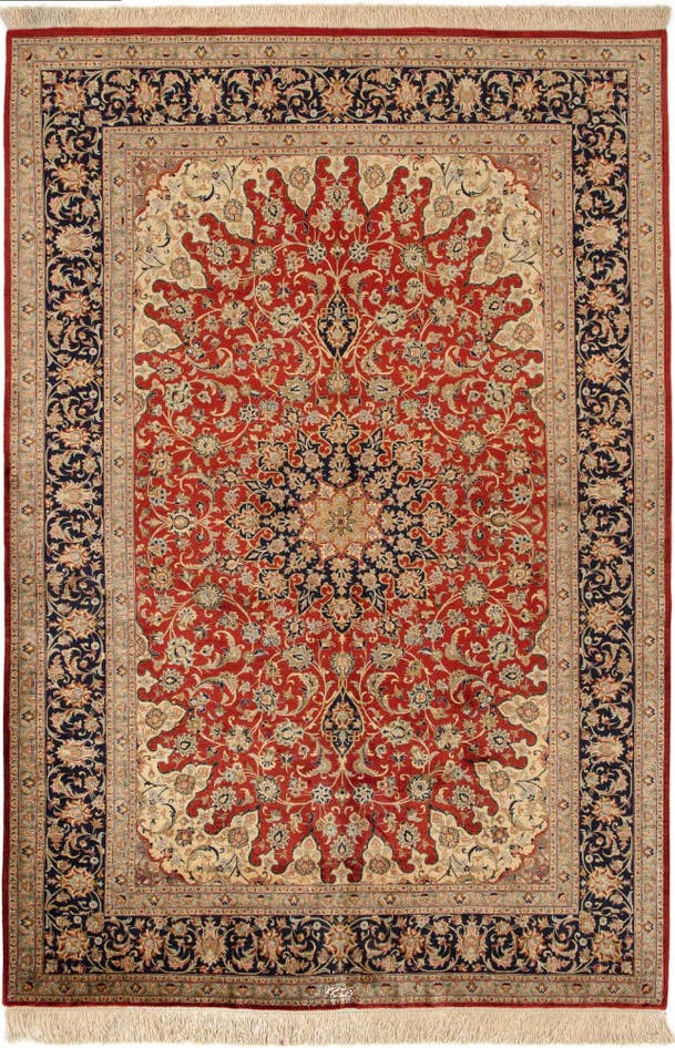 Detail image of 4' 7 x 6' 8 Ghom Silk Rug