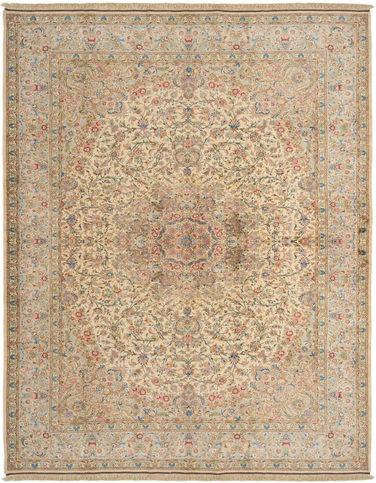 Detail image of 6' 8 x 9' 10 Ghom Silk Rug