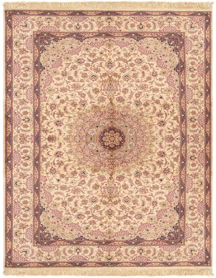 Detail image of 4' 2 x 6' 6 Ghom Silk Rug