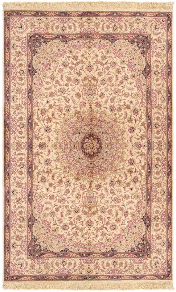Detail image of 4' 2 x 6' 6 Ghom Silk Rug