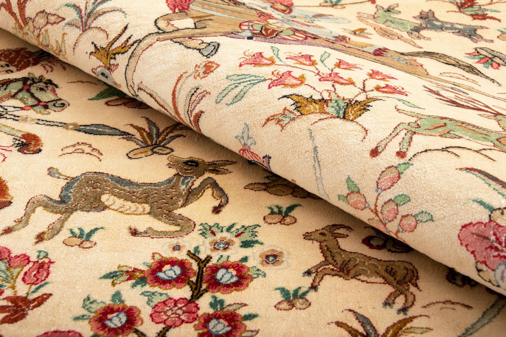 4' 3 x 6' 6 Ghom Silk Rug