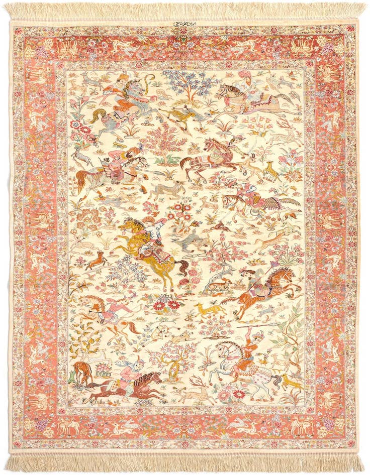 Detail image of 4' 3 x 6' 6 Ghom Silk Rug