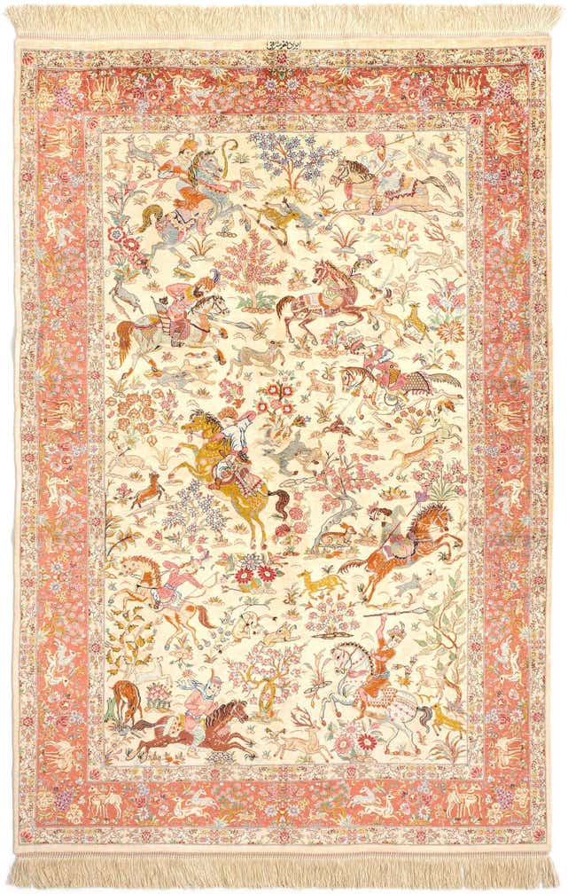 4' 3 x 6' 6 Ghom Silk Rug