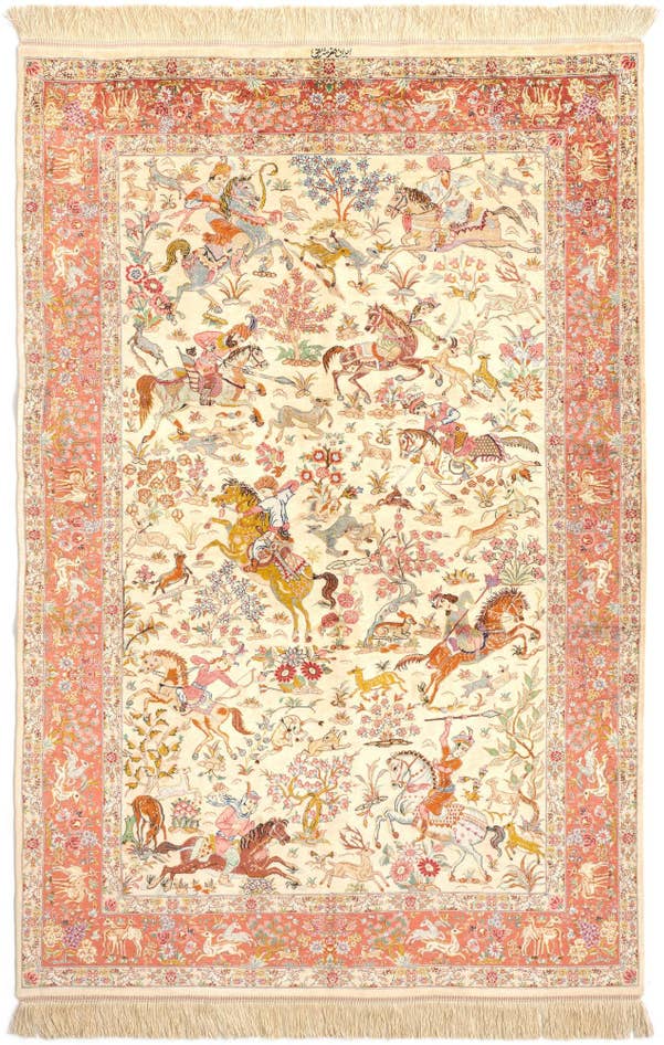 Detail image of 4' 3 x 6' 6 Ghom Silk Rug