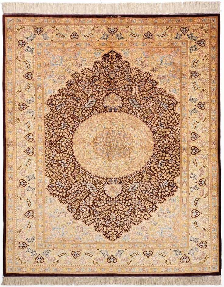 Detail image of 5' 3 x 7' 8 Ghom Silk Rug