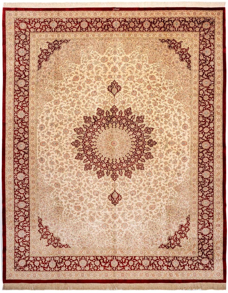 Detail image of 9' 9 x 13' 3 Ghom Silk Rug