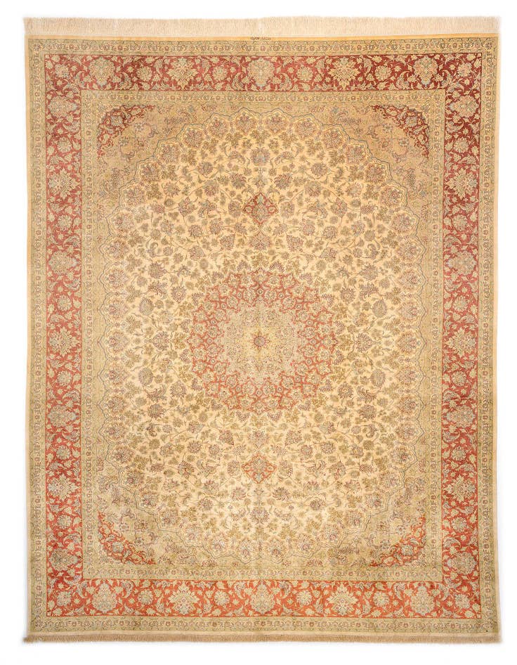 Detail image of 9' 5 x 12' 9 Ghom Silk Rug