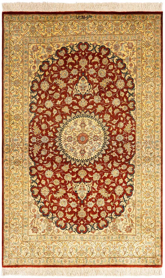 Detail image of 2' 7 x 4' Ghom Silk Rug