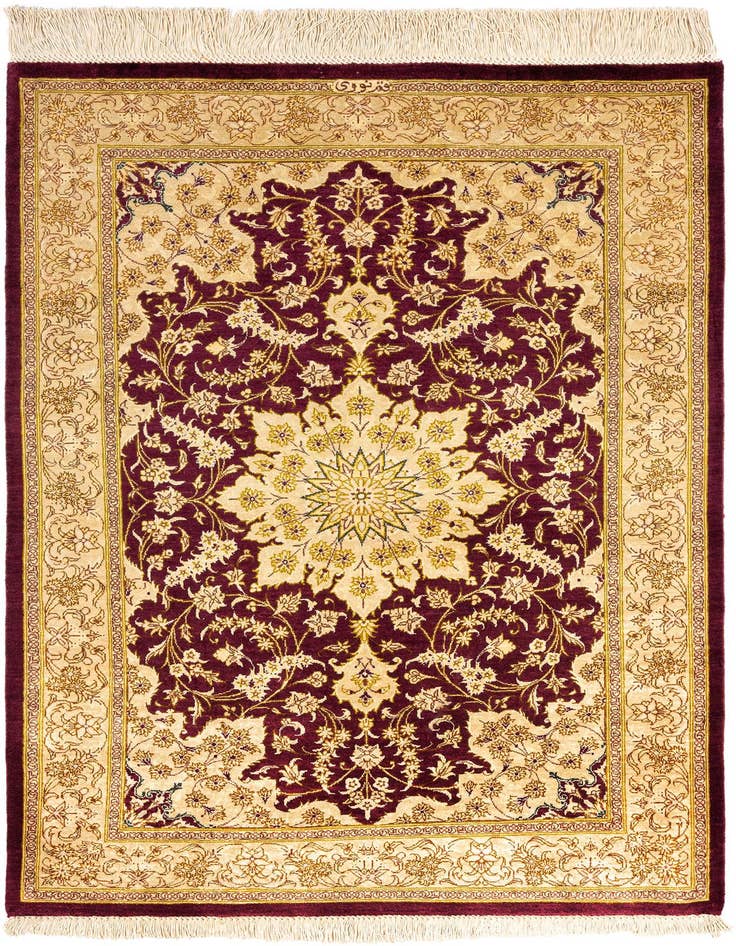 Detail image of 2' 7 x 3' 9 Ghom Silk Rug