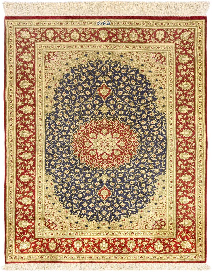 Detail image of 2' 7 x 4' Ghom Silk Rug