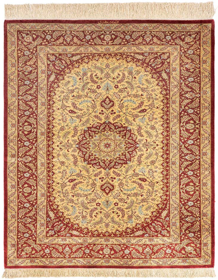 Detail image of 2' 7 x 3' 11 Ghom Silk Rug