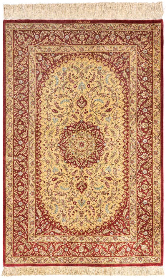 Detail image of 2' 7 x 3' 11 Ghom Silk Rug