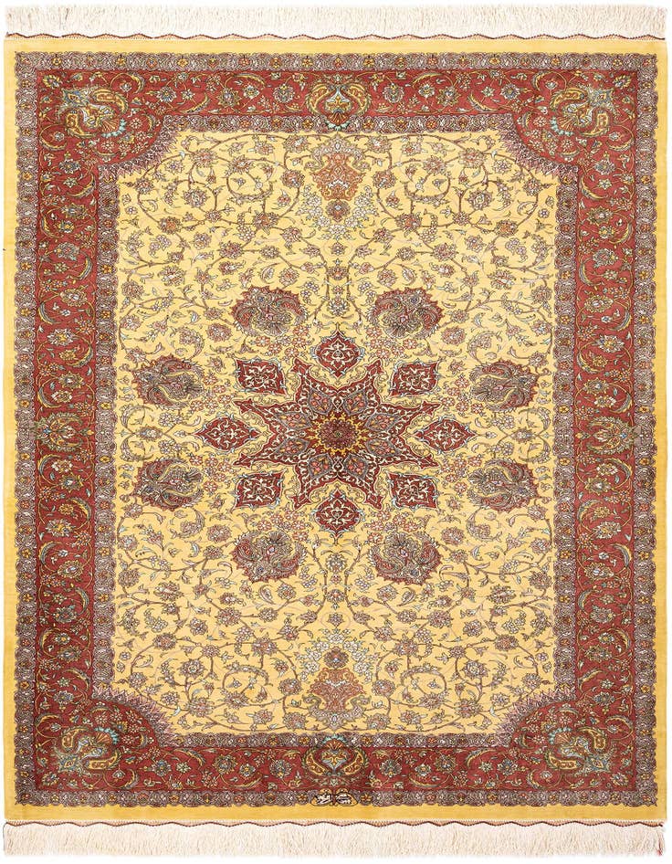 Detail image of 3' 4 x 4' 11 Ghom Silk Rug