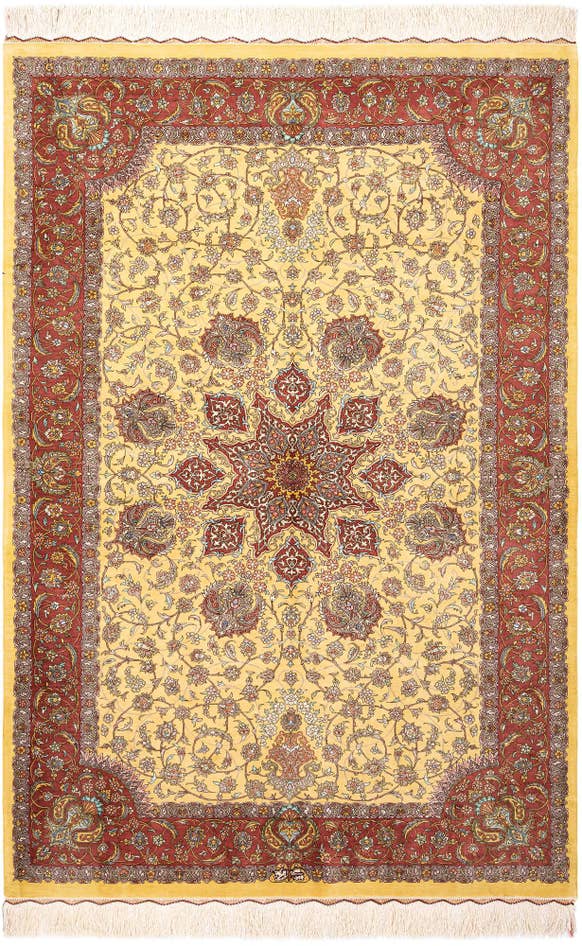 Detail image of 3' 4 x 4' 11 Ghom Silk Rug