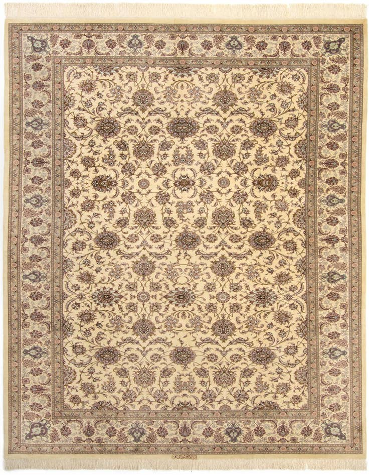 Detail image of 6' 5 x 9' 8 Hand Knotted Ghom Silk Persian Rug