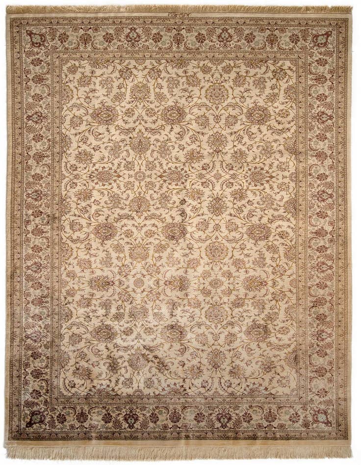 Detail image of 6' 5 x 9' 9 Hand Knotted Ghom Silk Persian Rug