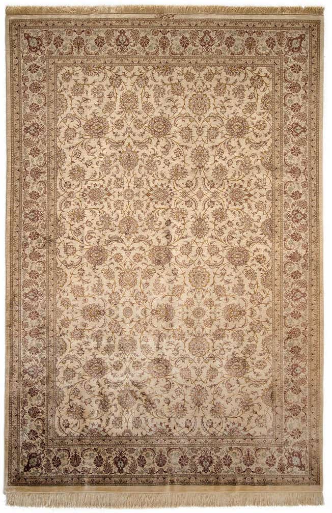 6' 5 x 9' 9 Hand Knotted Ghom Silk Persian Rug