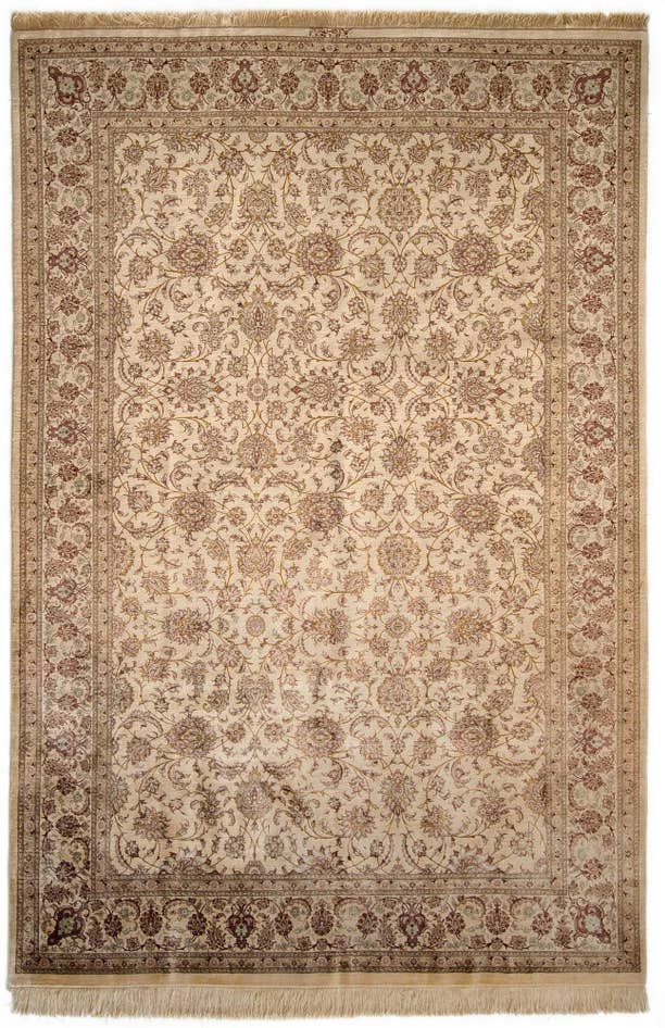 Detail image of 6' 5 x 9' 9 Hand Knotted Ghom Silk Persian Rug