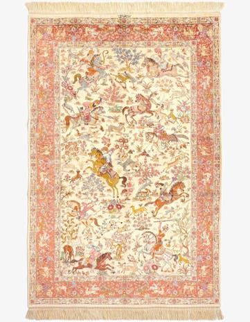 4' 3 x 6' 6 Ghom Silk Rug