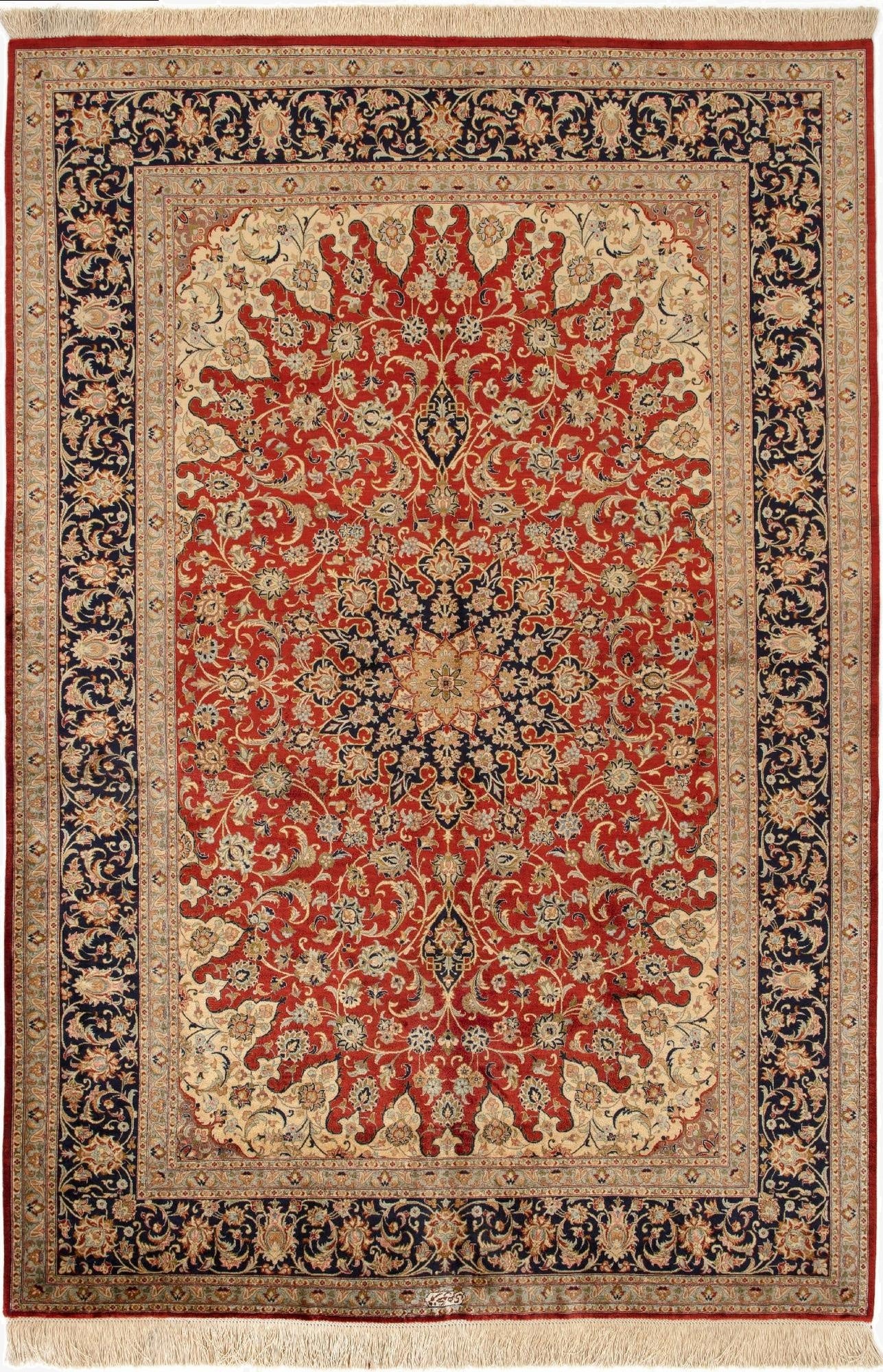 4' 7 x 6' 8 Ghom Silk Rug