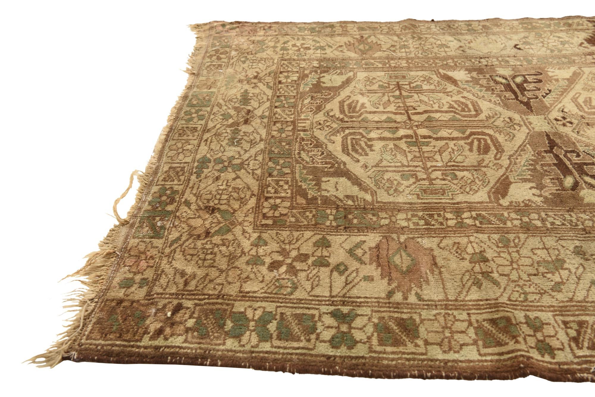 3' 7 x 5' 8 Hand Knotted Hamedan Persian Wool Rug