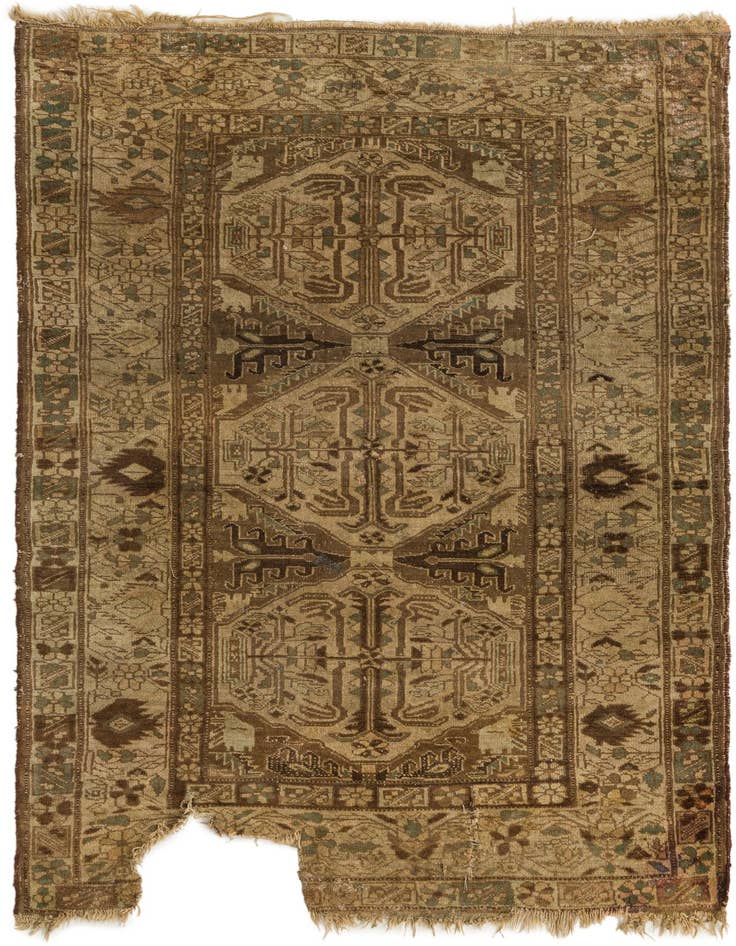 Detail image of 3' 7 x 5' 8 Hand Knotted Hamedan Persian Wool Rug