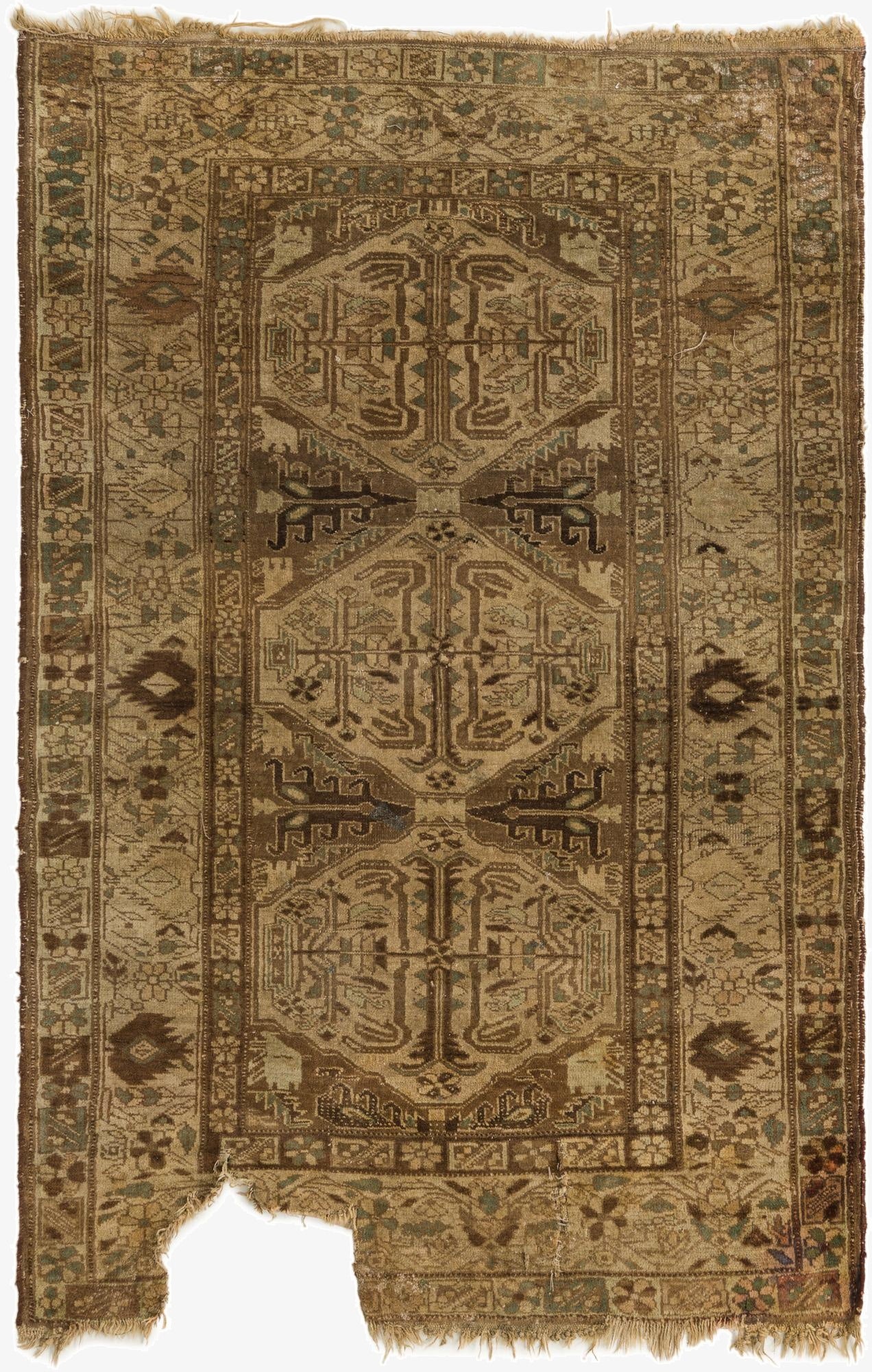 3' 7 x 5' 8  Hand Knotted Hamedan Persian Wool Rug