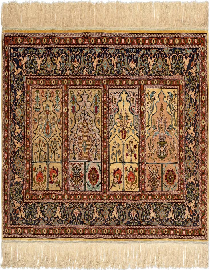 Detail image of 2' 8 x 4' 5 Hereke Silk Rug
