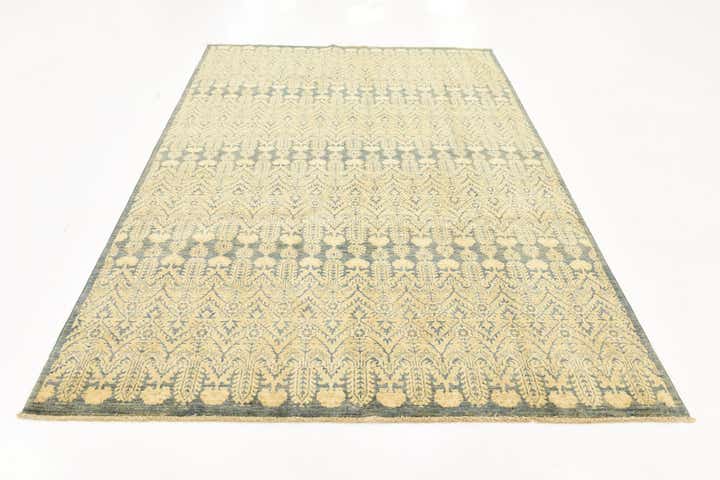 6' 7 x 9' 4 Hand Knotted Ikat Oriental Wool Rug