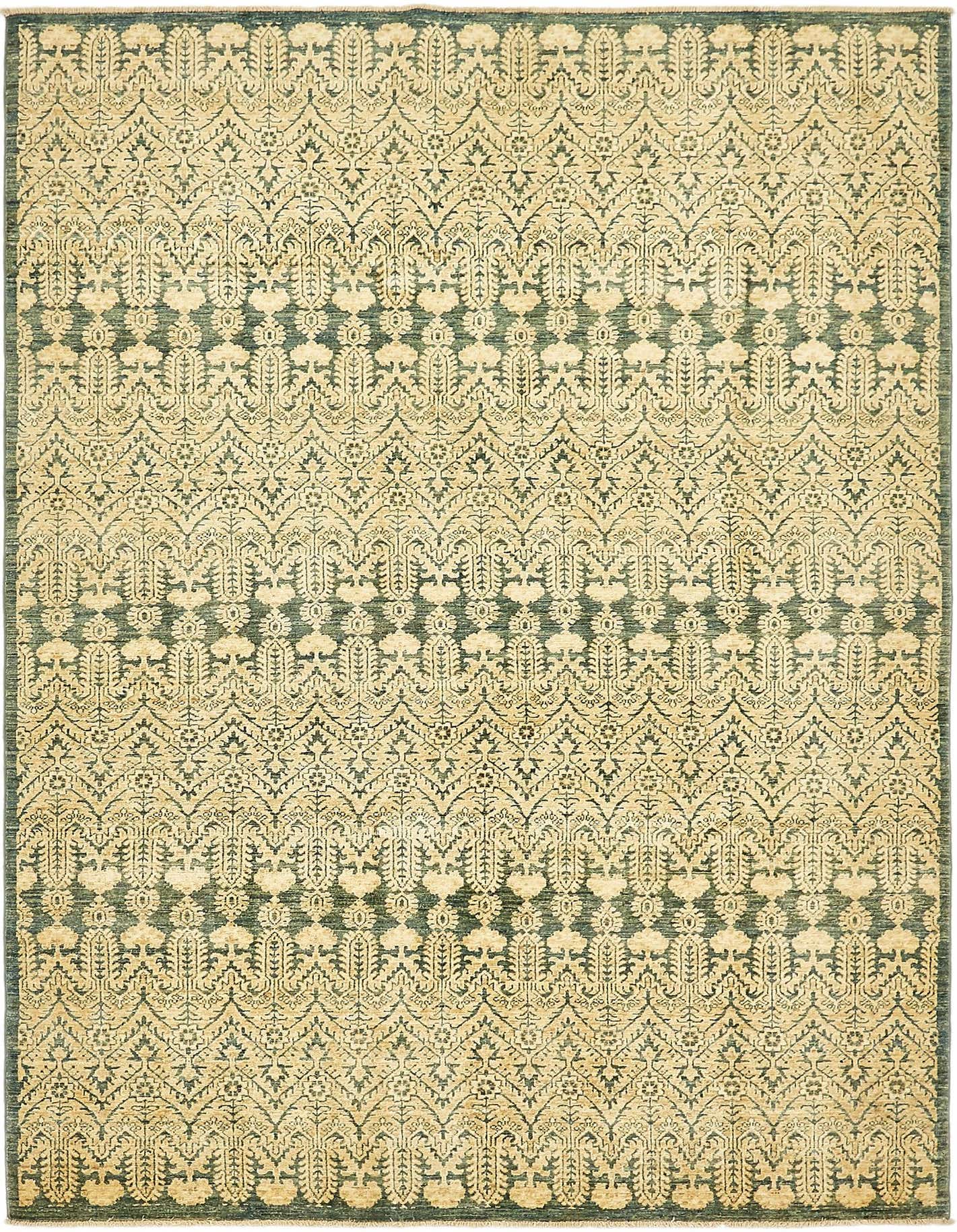 6' 7 x 9' 4 Hand Knotted Ikat Oriental Wool Rug