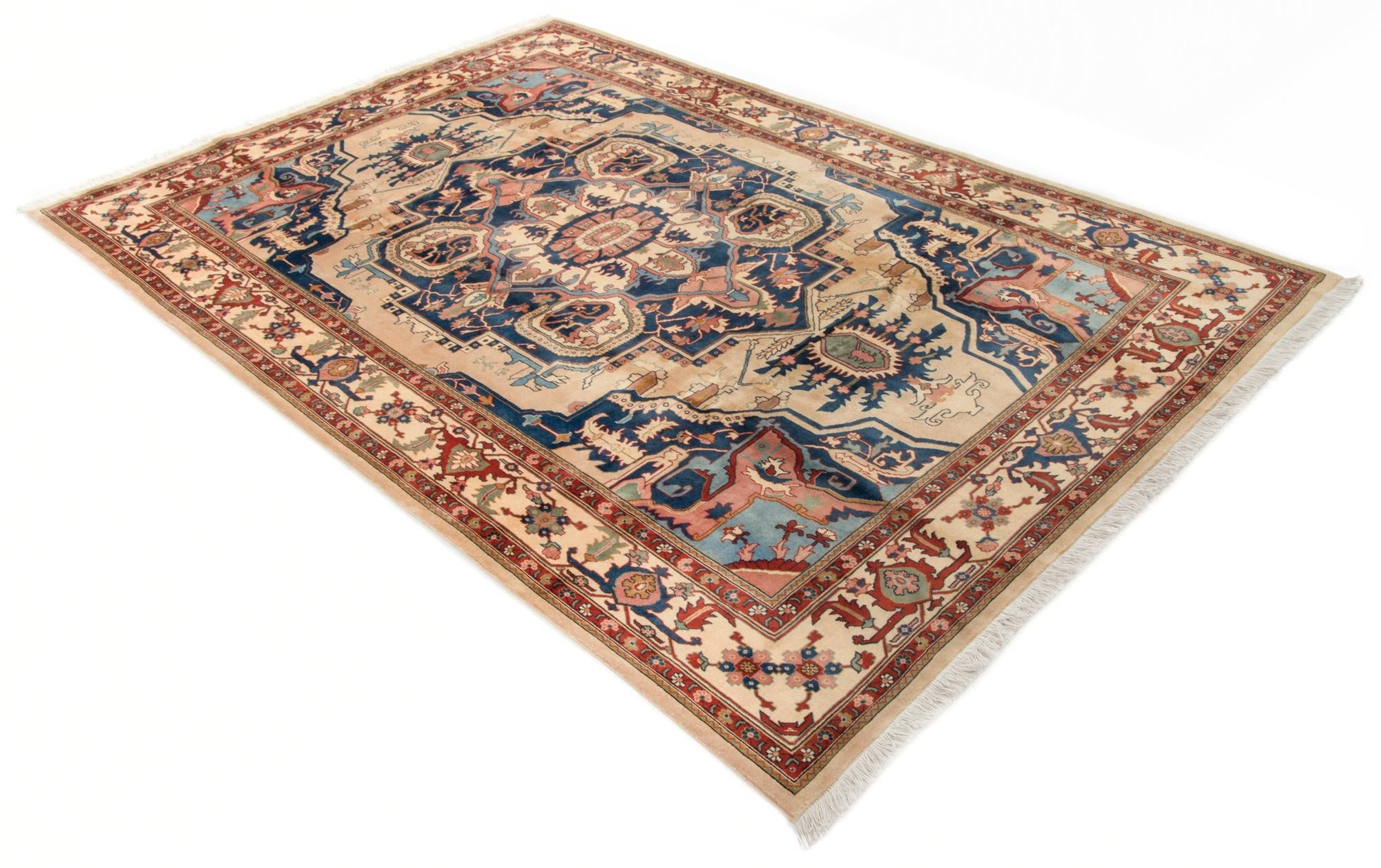 6' 8 x 9' 9 Hand Knotted Indo Heriz Wool Rug