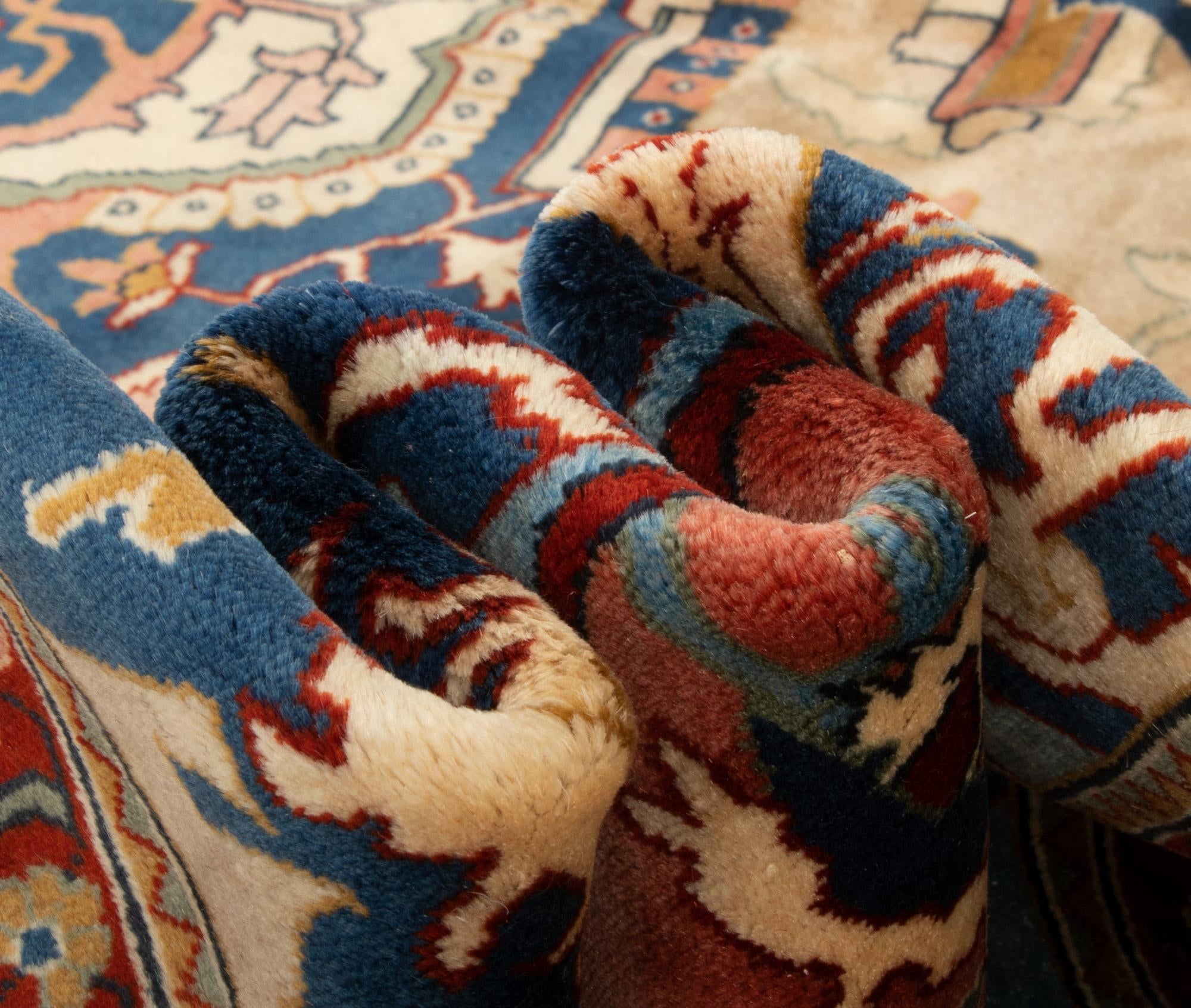 6' 8 x 9' 9 Hand Knotted Indo Heriz Wool Rug