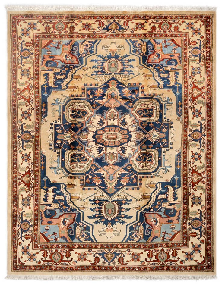 Detail image of 6' 8 x 9' 9 Hand Knotted Indo Heriz Wool Rug