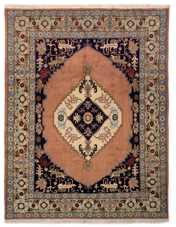 Detail image of 6' 8 x 9' 9 Hand Knotted Indo Tabriz Wool Rug
