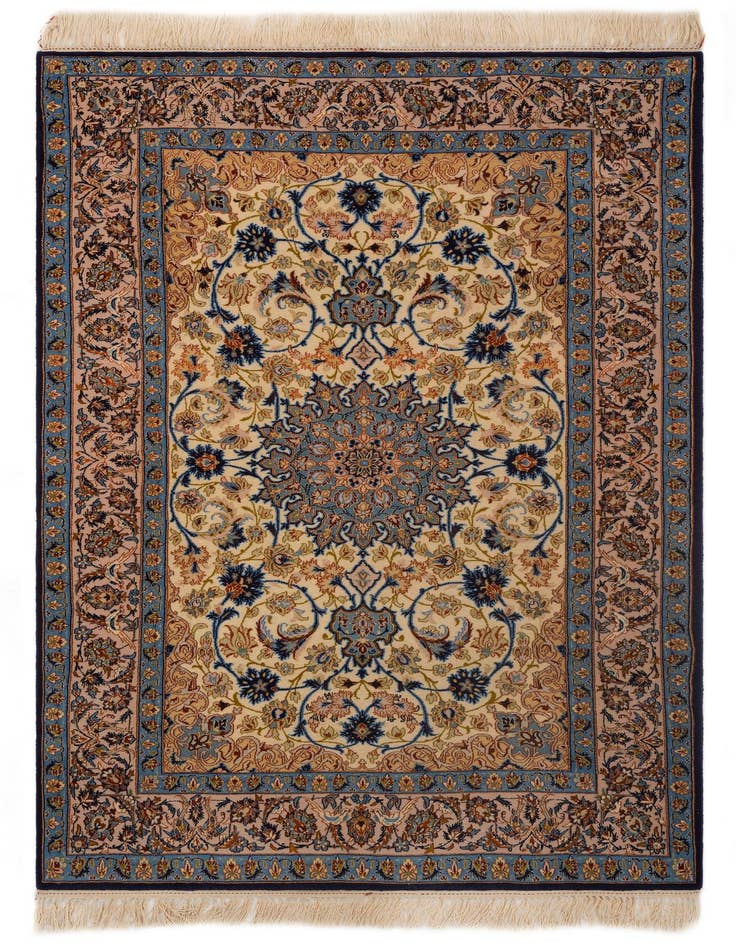 Detail image of 3' 7 x 5' 5 Hand Knotted Isfahan Persian Rug