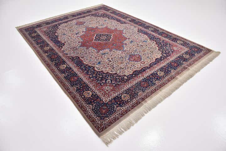 7' 2 x 9' 7 Hand Knotted Isfahan Oriental Wool Rug