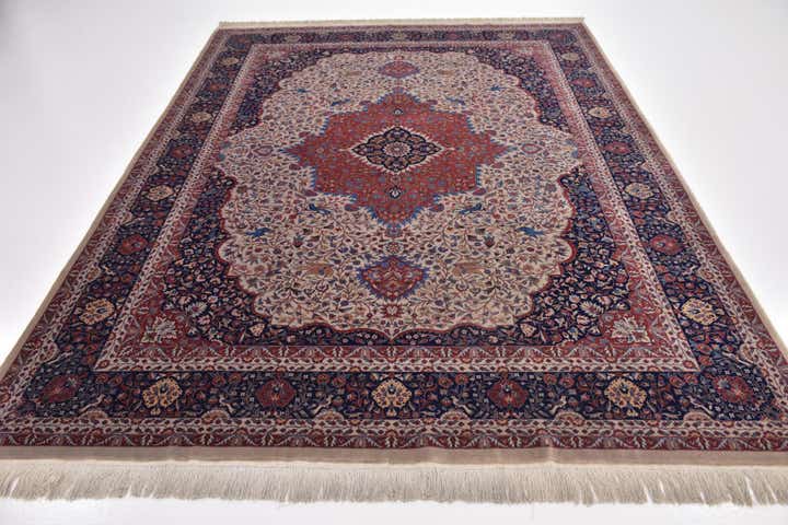 7' 2 x 9' 7 Hand Knotted Isfahan Oriental Wool Rug