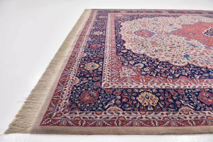 7' 2 x 9' 7 Hand Knotted Isfahan Oriental Wool Rug