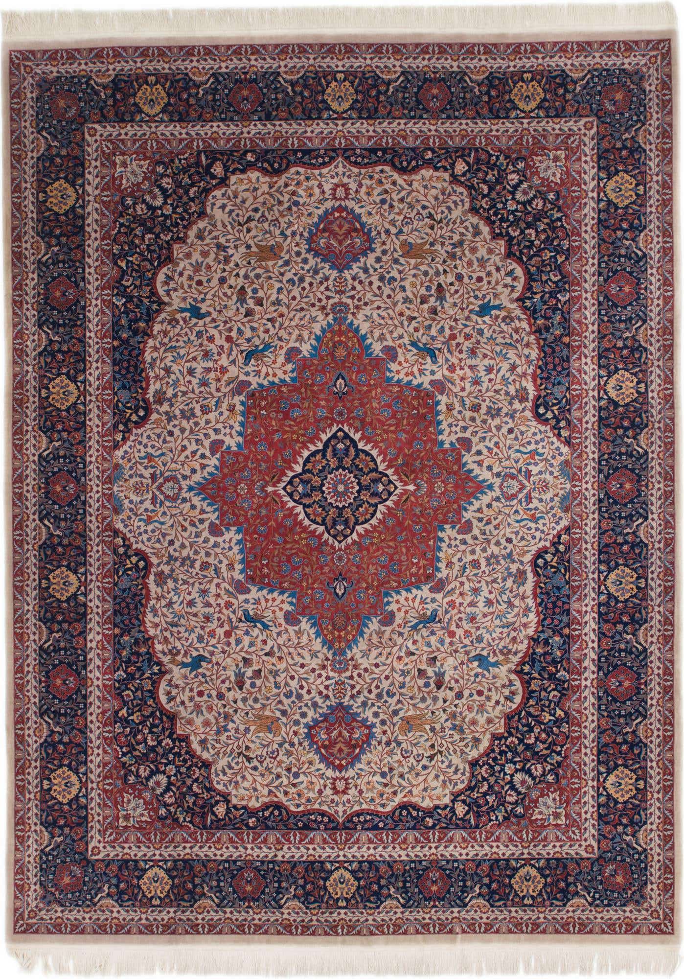7' 2 x 9' 7 Hand Knotted Isfahan Oriental Wool Rug
