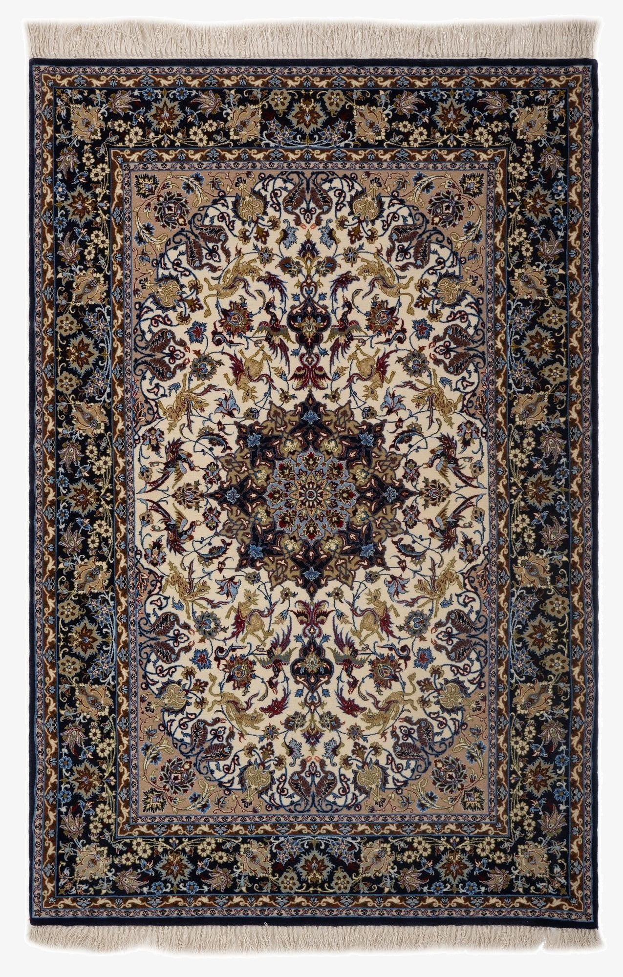3' 8 x 5' 7  Hand Knotted Isfahan Persian Rug