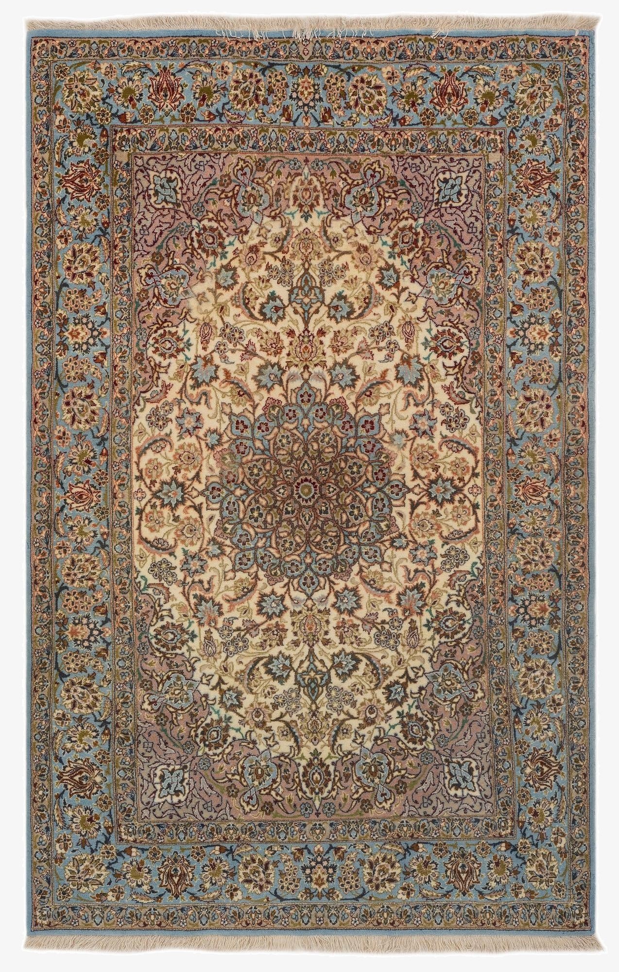 3' 5 x 5' 5  Hand Knotted Isfahan Persian Rug