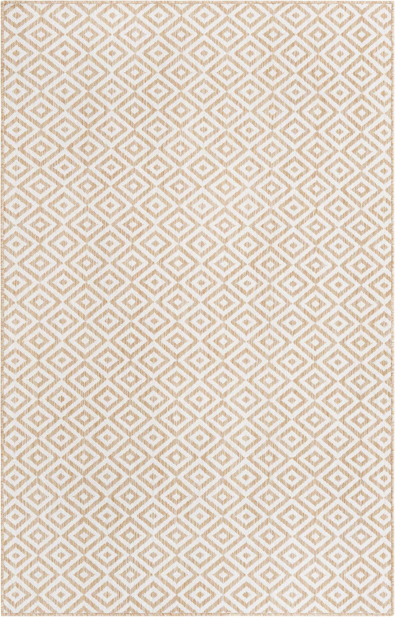 Custom Beige Easy-Clean Jill Zarin Indoor / Outdoor Rug