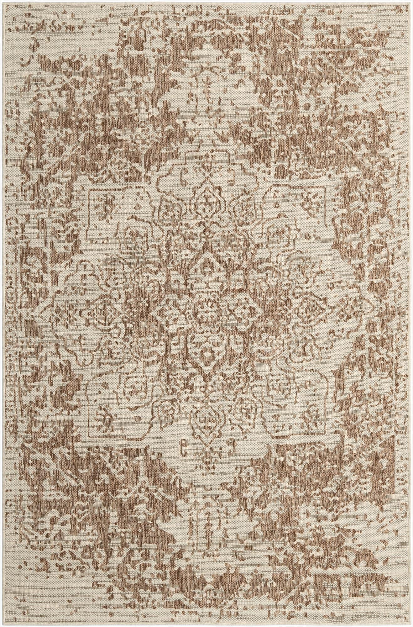 Custom Beige  Washable Jill Zarin Indoor / Outdoor Rug