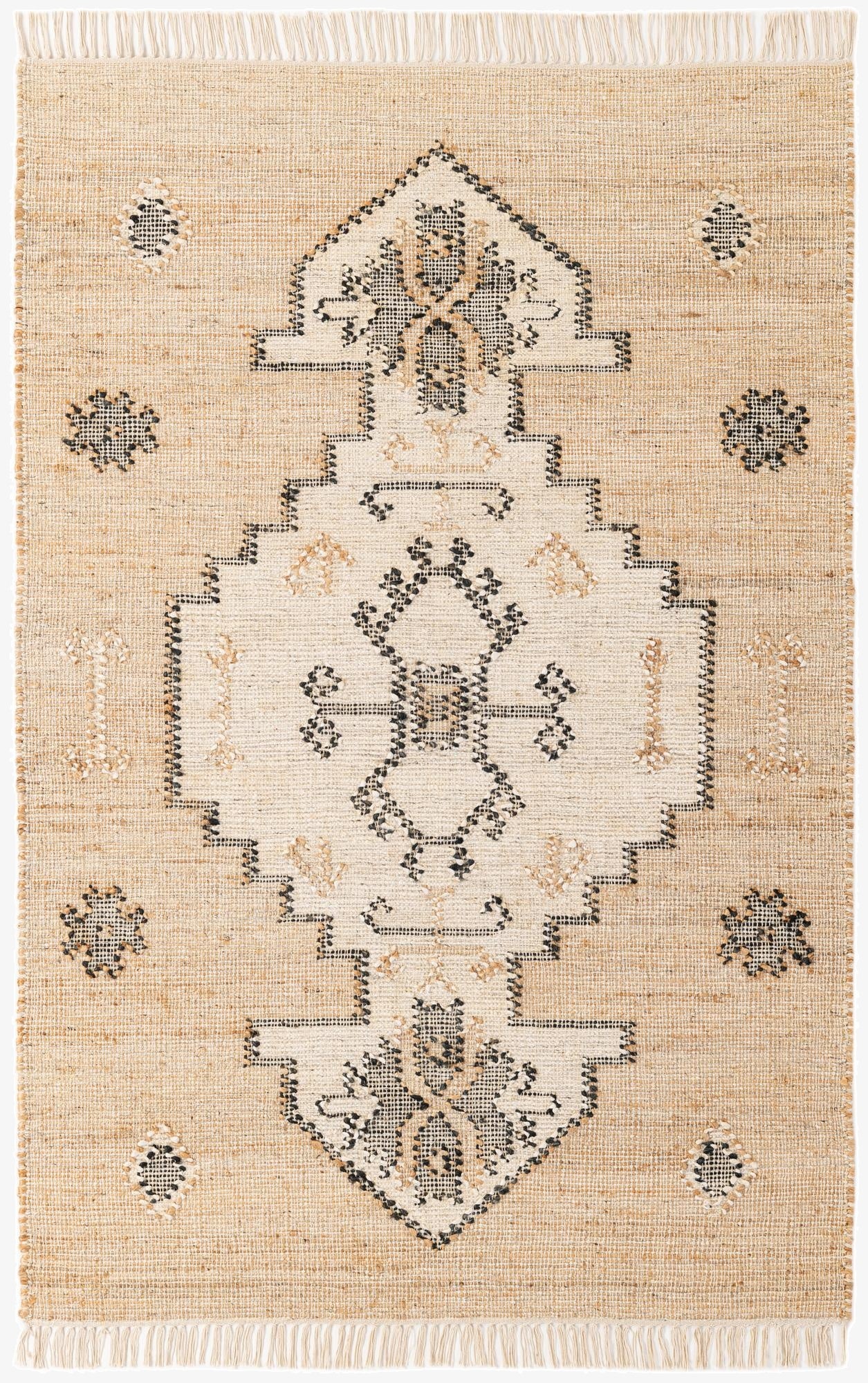 4' 2 x 6' 2  Hand Woven Kala Handwoven Jute Wool Rug