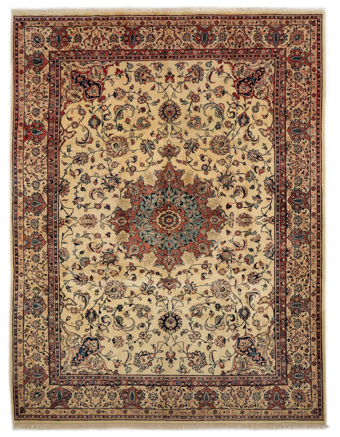 8' 11 x 12' 5 Hand Knotted Kashan Persian Wool Rug