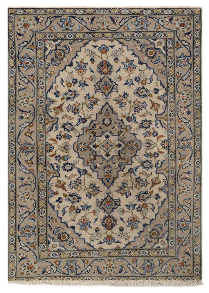 3' 3 x 4' 11 Hand Knotted Kashan Persian Wool Rug