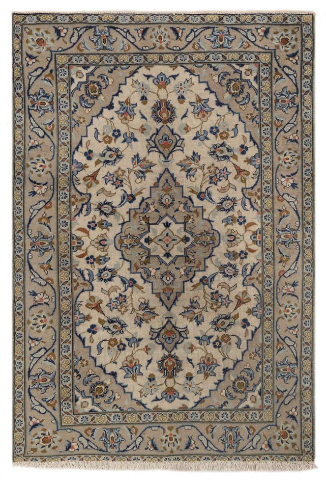 Detail image of 3' 3 x 4' 11 Hand Knotted Kashan Persian Wool Rug
